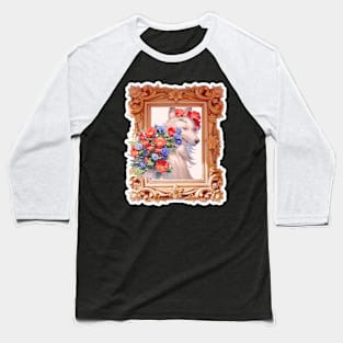 Lone Wolf With Flowers Baseball T-Shirt